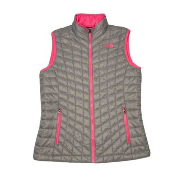 The North Face Thermoball Girls Puffer Vest Size XL Grey Pink - Picture 1 of 7